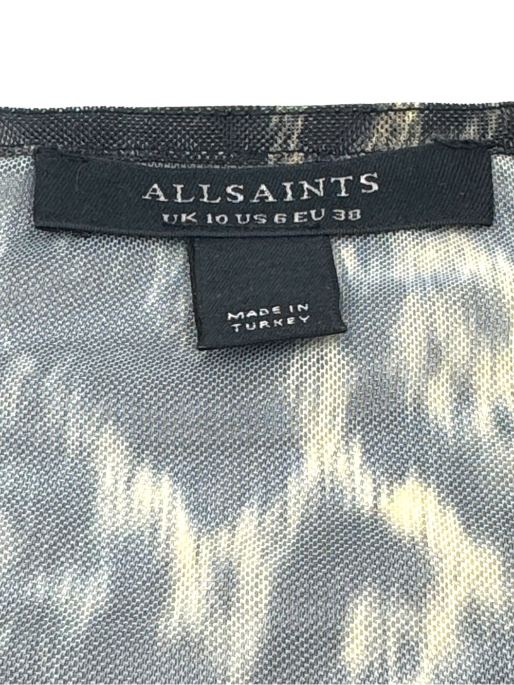 NWT AllSaints Elia Ruched Animal Print Long Sleeve Mesh Blouse Top Size US 6 - Picture 7 of 16